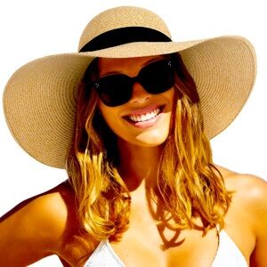 👒🎉 ILLUMA- Womens Sun Straw Hat Wide Brim UPF 50 Summer Hat